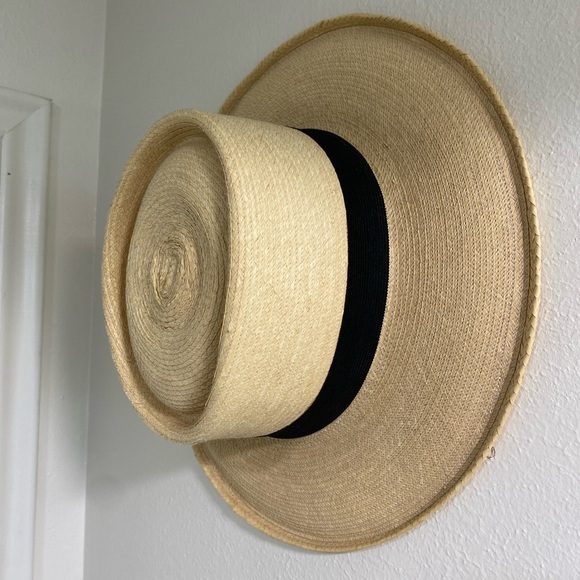 Maya Natural Straw Hat with Black Trim - Picture 1 of 5
